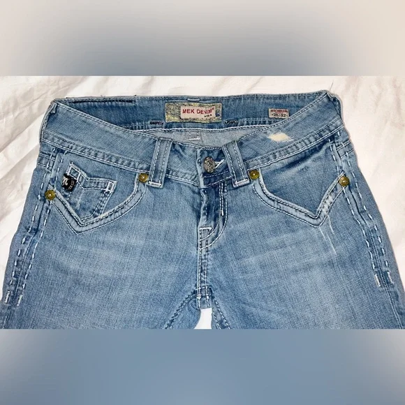 Y2K Low Rise MEK Denim USA Seychelles Flare Light Blue Jeans Women’s Size 25 - Picture 5 of 11